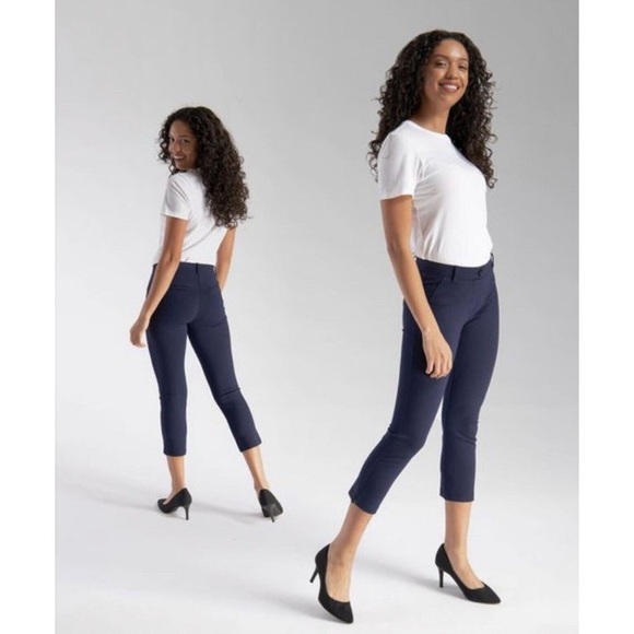 Betabrand Pants - BETABRAND Cropped Dress Yoga Pant in Navy Blue